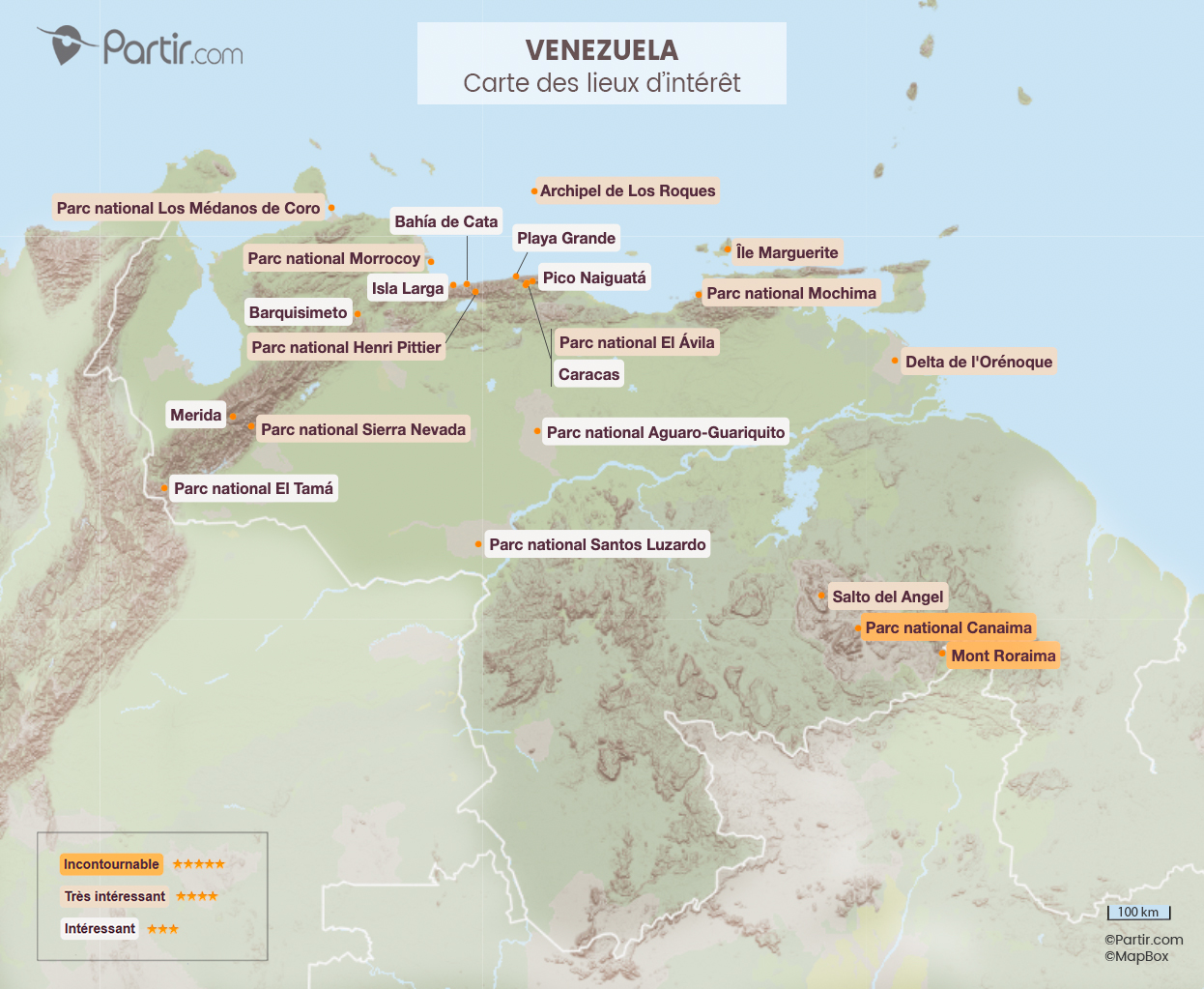 le venezuela carte touristique