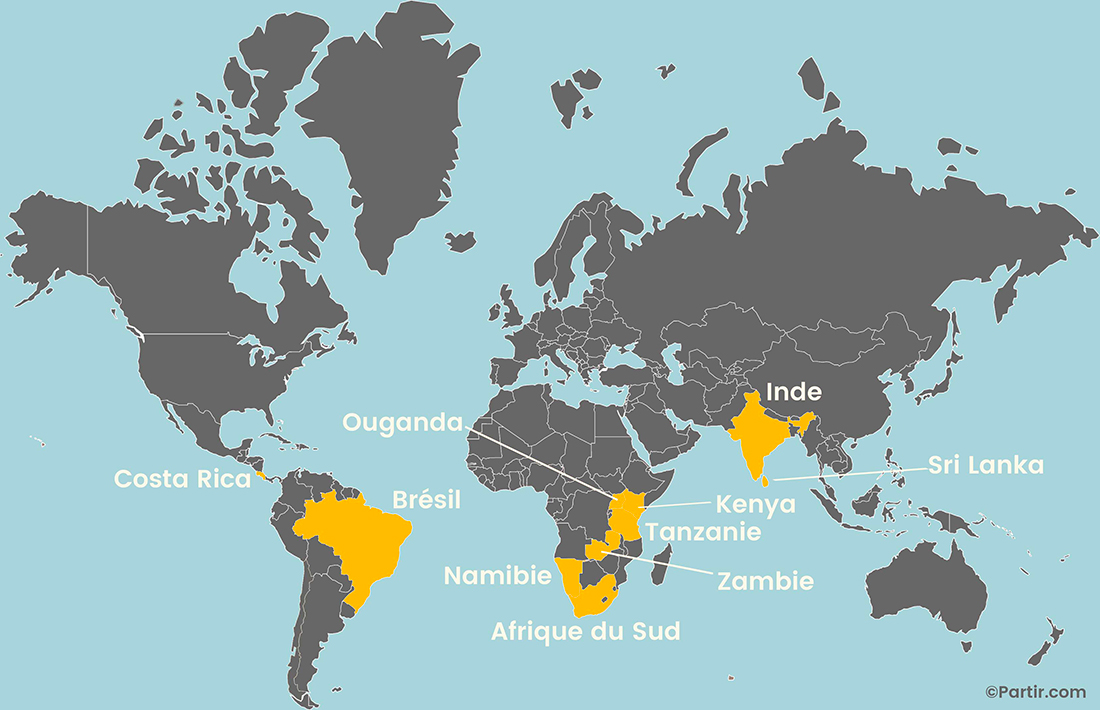 Carte où faire un safari