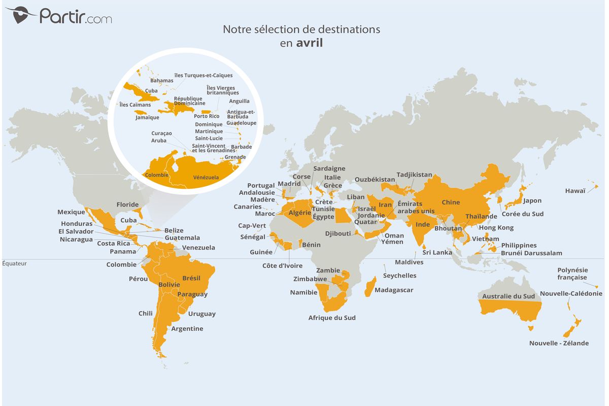 Carte où partir en avril