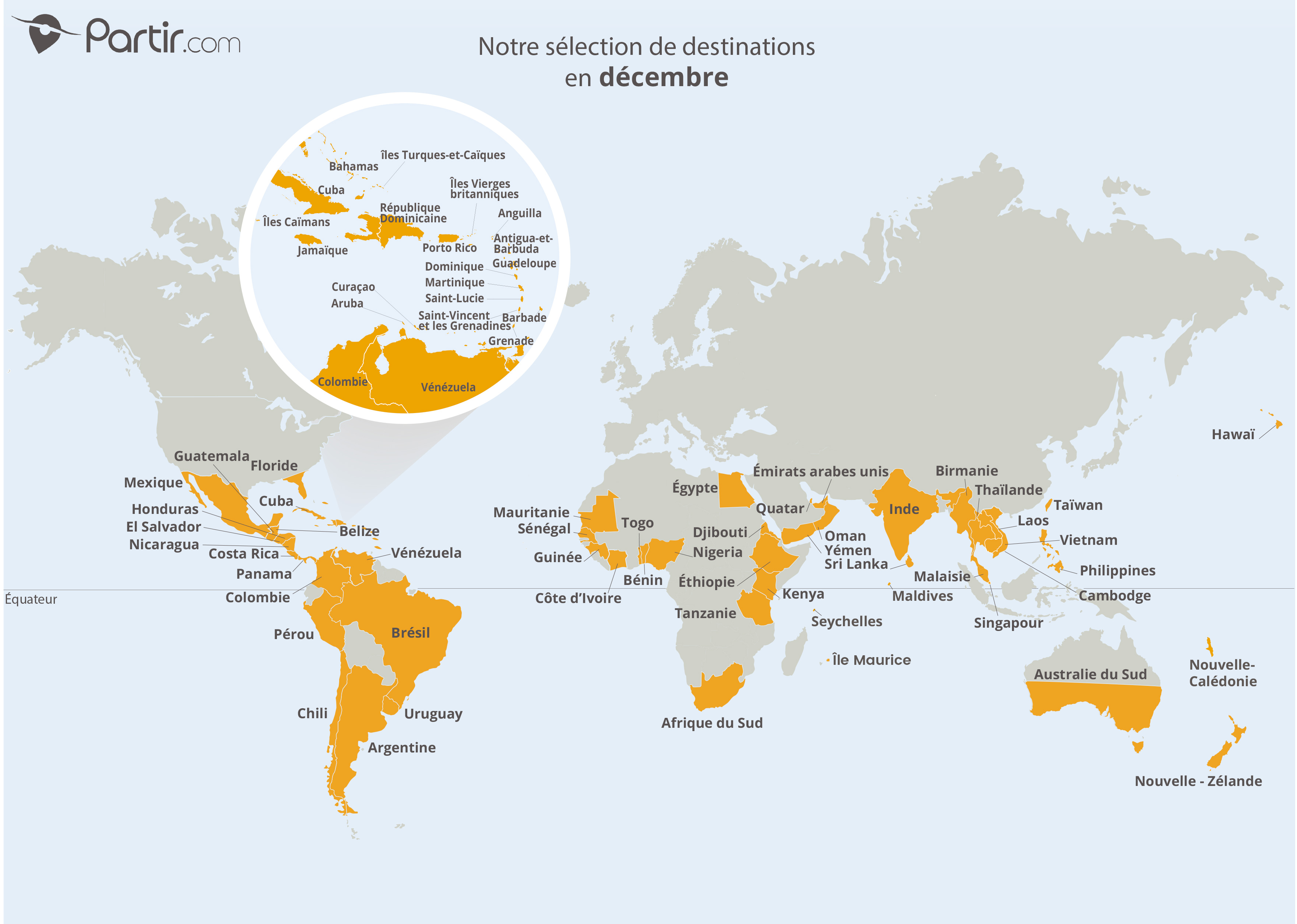 Carte où partir en décembre