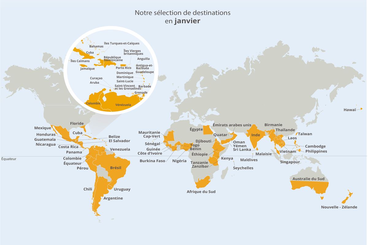 Carte où partir en janvier