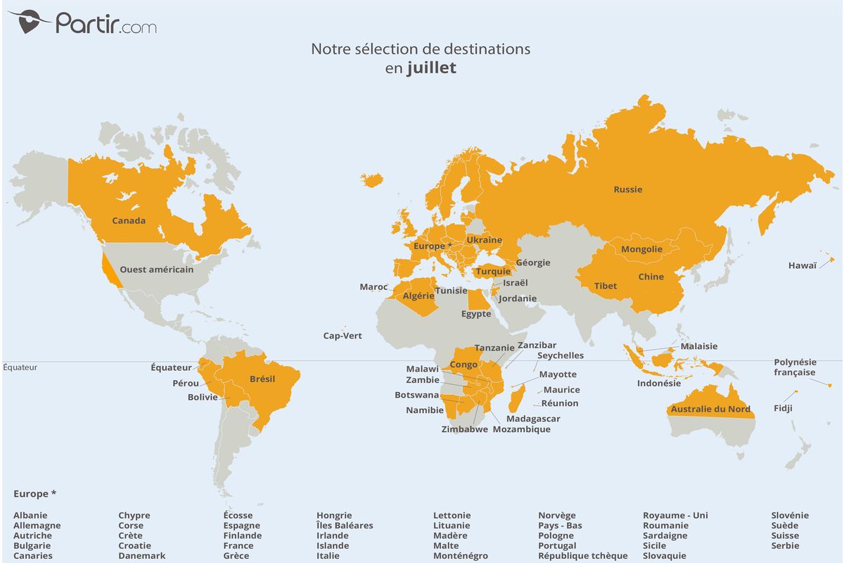 Carte où partir en juillet