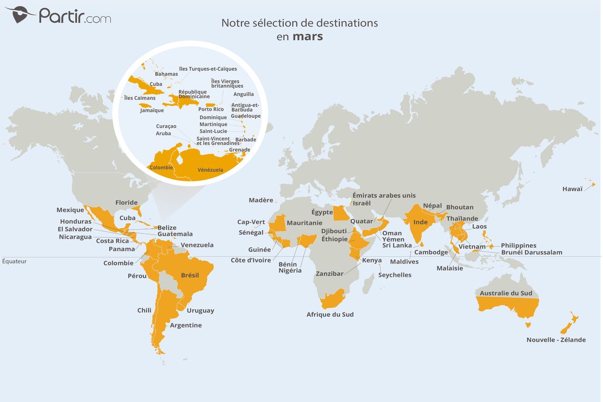 Carte où partir en mars