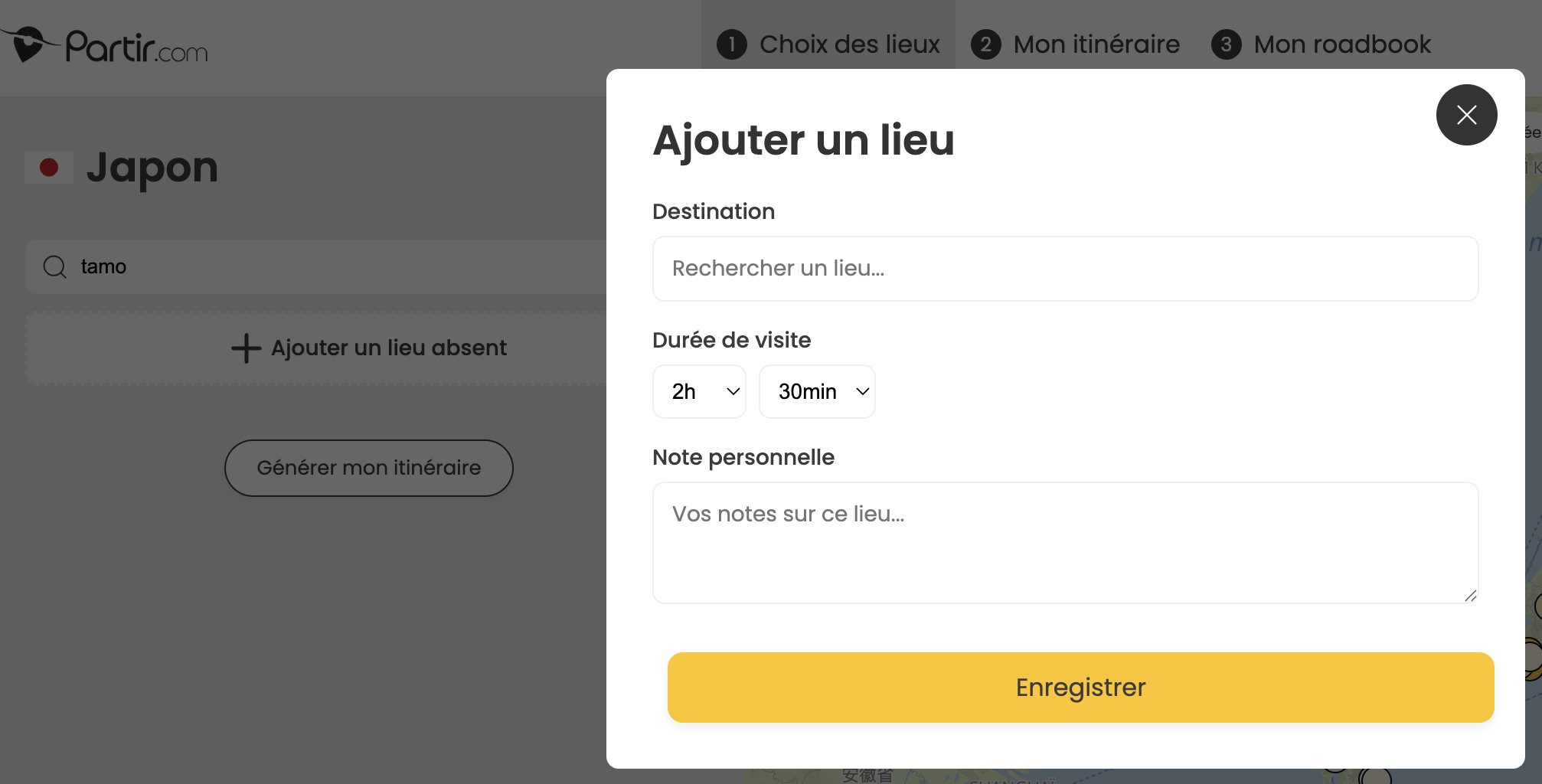 Encart ajouter un lieu