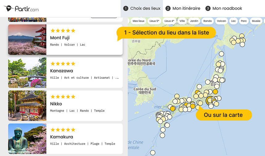 Sélection d'un lieu